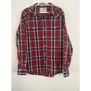 Urban‎ Pipeline Mens XL Shirt Flannel Button Red Blue Plaid